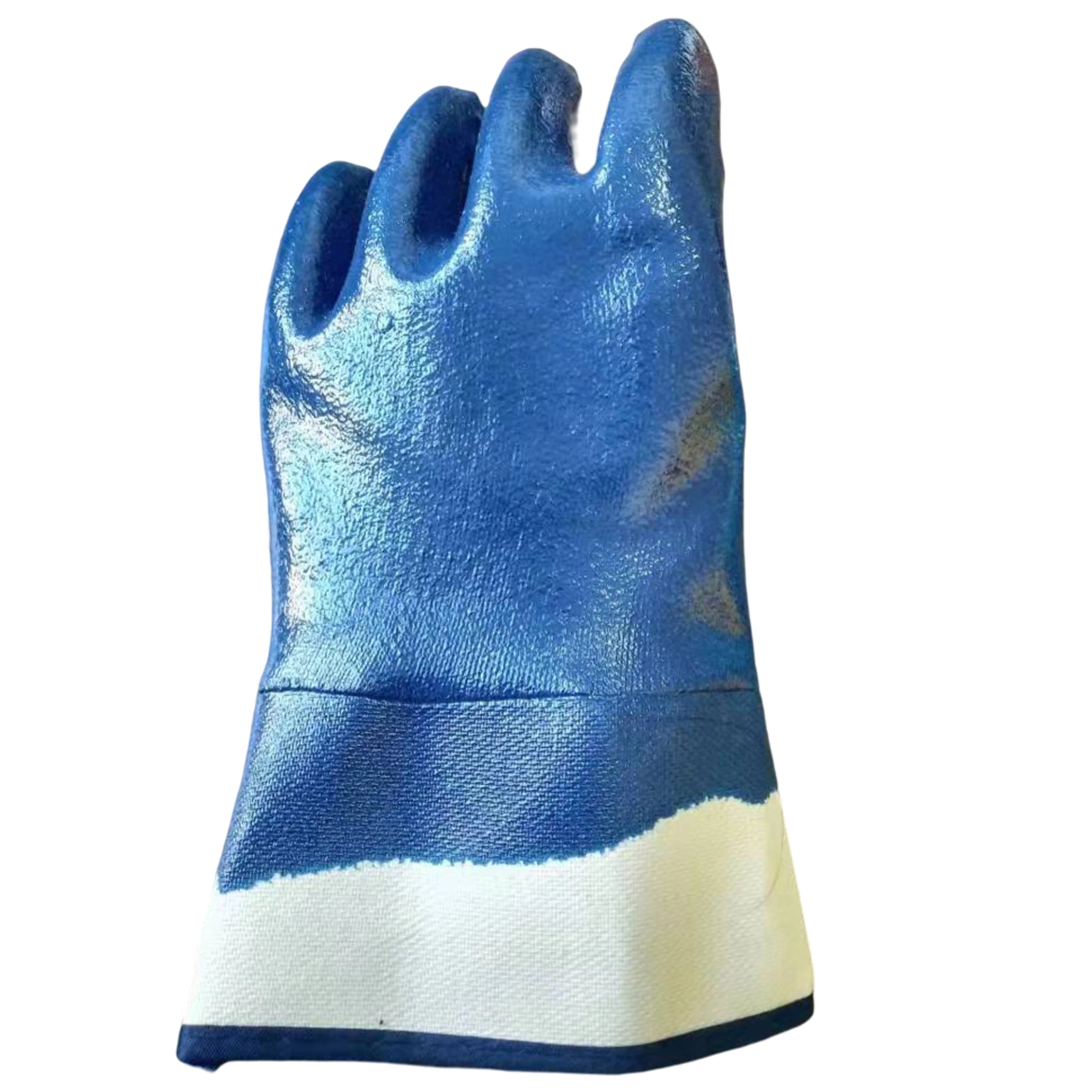 blue heavy duty nitrile gloves with jersey liner  safety cuff nitrile gloves