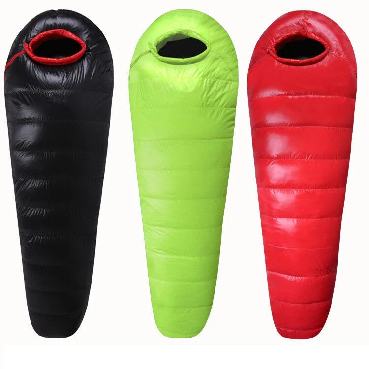 Custom mummy sleeping bag for camping thermal duck down 400g filling portable waterproof outdoor camping bag