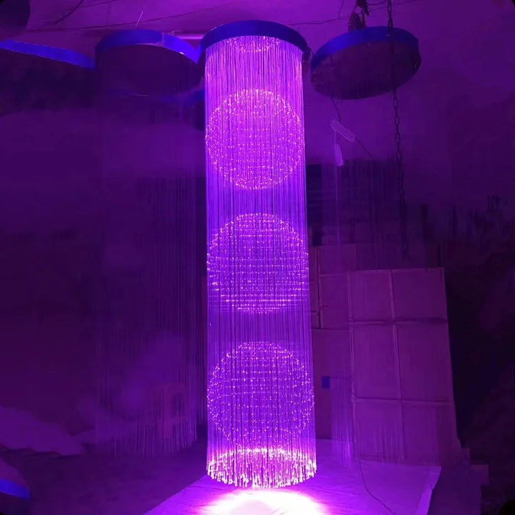 Customized colorful fiber optic dropping ball chandelier for ceiling with 24keys remote controller dia60cm height2.5m