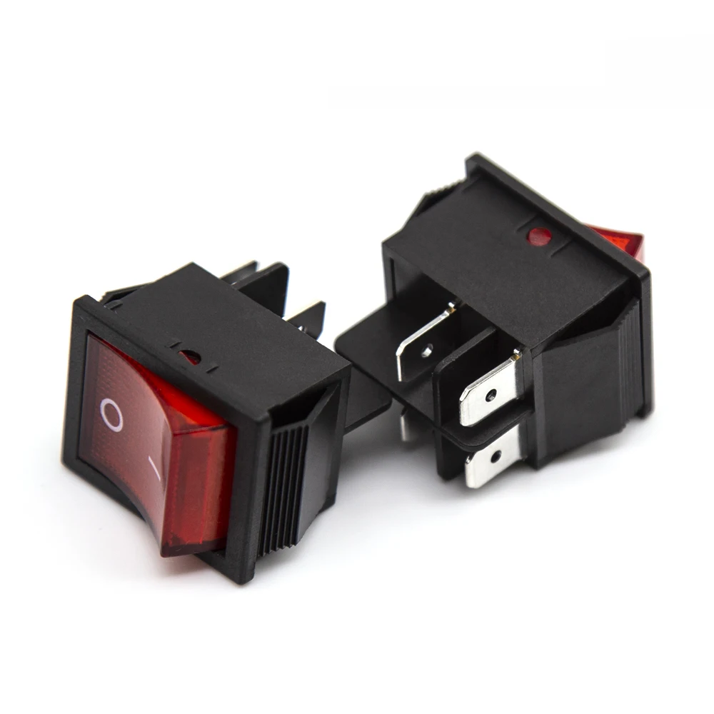 16A 250V 4-контактный DPST красный освещенный переключатель ВКЛ-ВЫКЛ Heavy Duty кулисный для бытовой промышленное