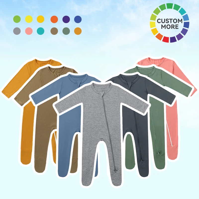 Hongbo OEM/ODM children romper custom print Zipper style warm 100% Bamboo fiber spandex knit infant onesie viscose baby cloth