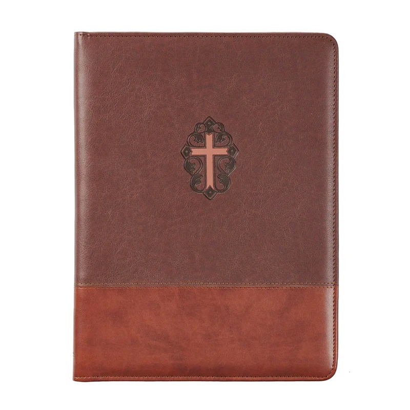 A4 Size luxury faux pu leather notepad office folder ring organizer file binder folder zipped padfolio business card folder