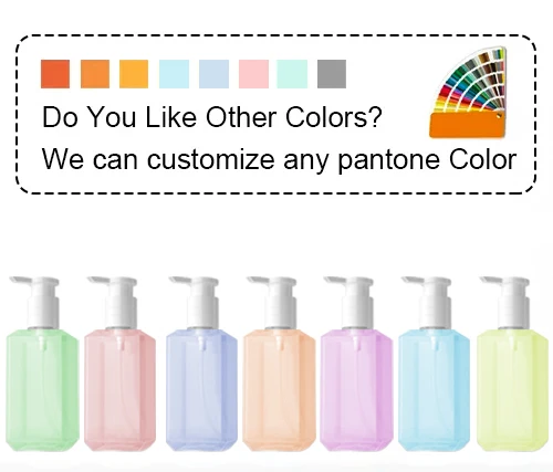 200ml 250ml 300ml 7oz 8oz 10oz PET Square Pump Clear Transparent Flat Lotion Shampoo Bottle 300ml