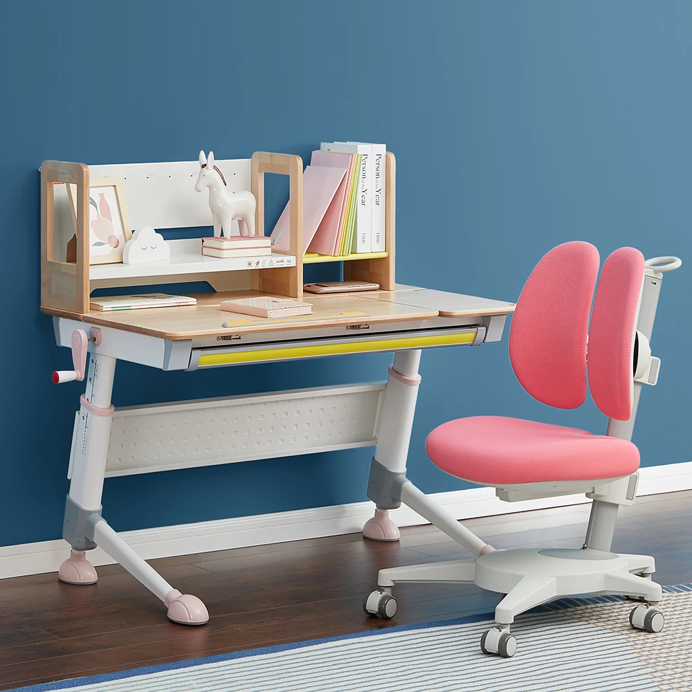 
2M2KIDS Study Tables for Children Ergonomic Height Adjustable Wooden Desk with Book Shelf kids bedroom Furniture 