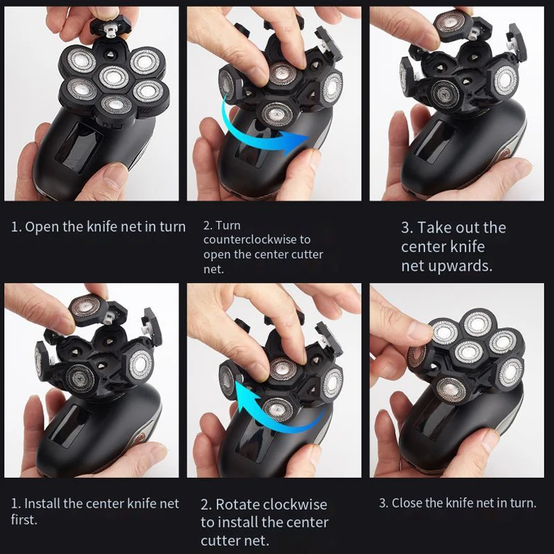 In Stock Multifunction 5 in 1 Bald Men Head Shaver Electric Rechargeable Waterproof Rotary Beard Nose Electric Shaver for Men