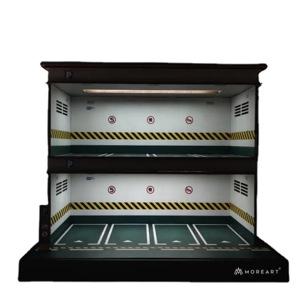 1/64 Scale  Acrylic Diecast Model Cars Display Case Cabinet Car park assembly with light model scene