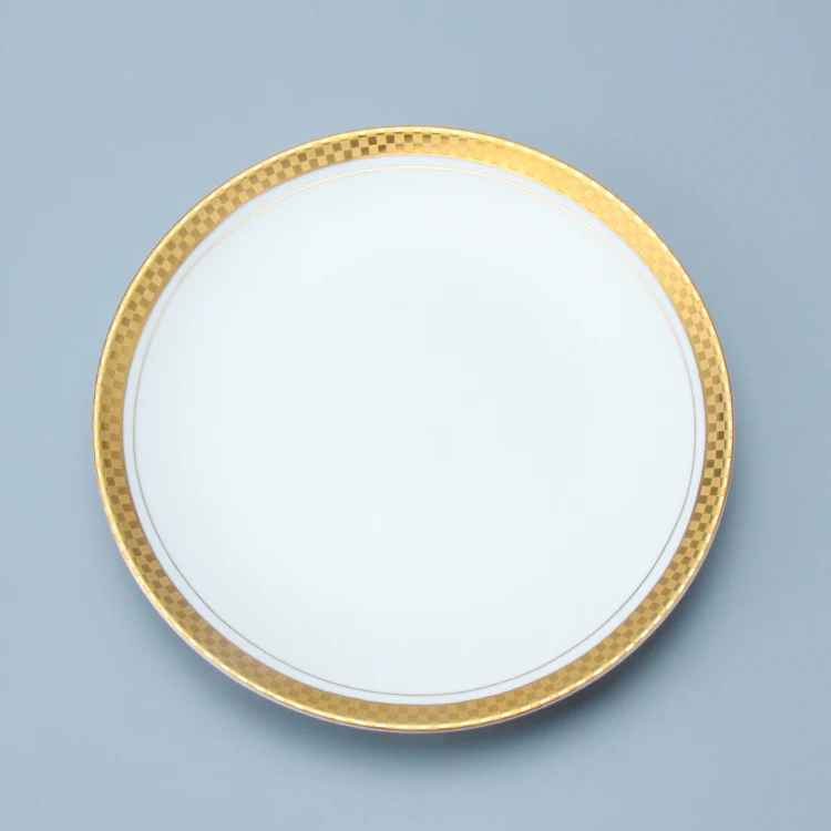 Popular Wholesale Ceramic Tableware Charger Plates Set, Porcelain Gold Wedding Dinnerware Dinner Dishes Plates Charger Sets