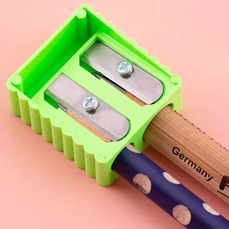 Idrawit Student Durable Manual Pencil Sharpeners Dual Holes Rectangular Sharpeners for Pencil