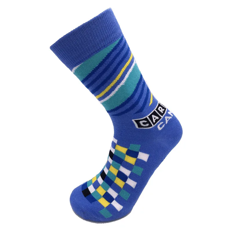 High quality 360 wrap logo cotton jacquard custom dress sock