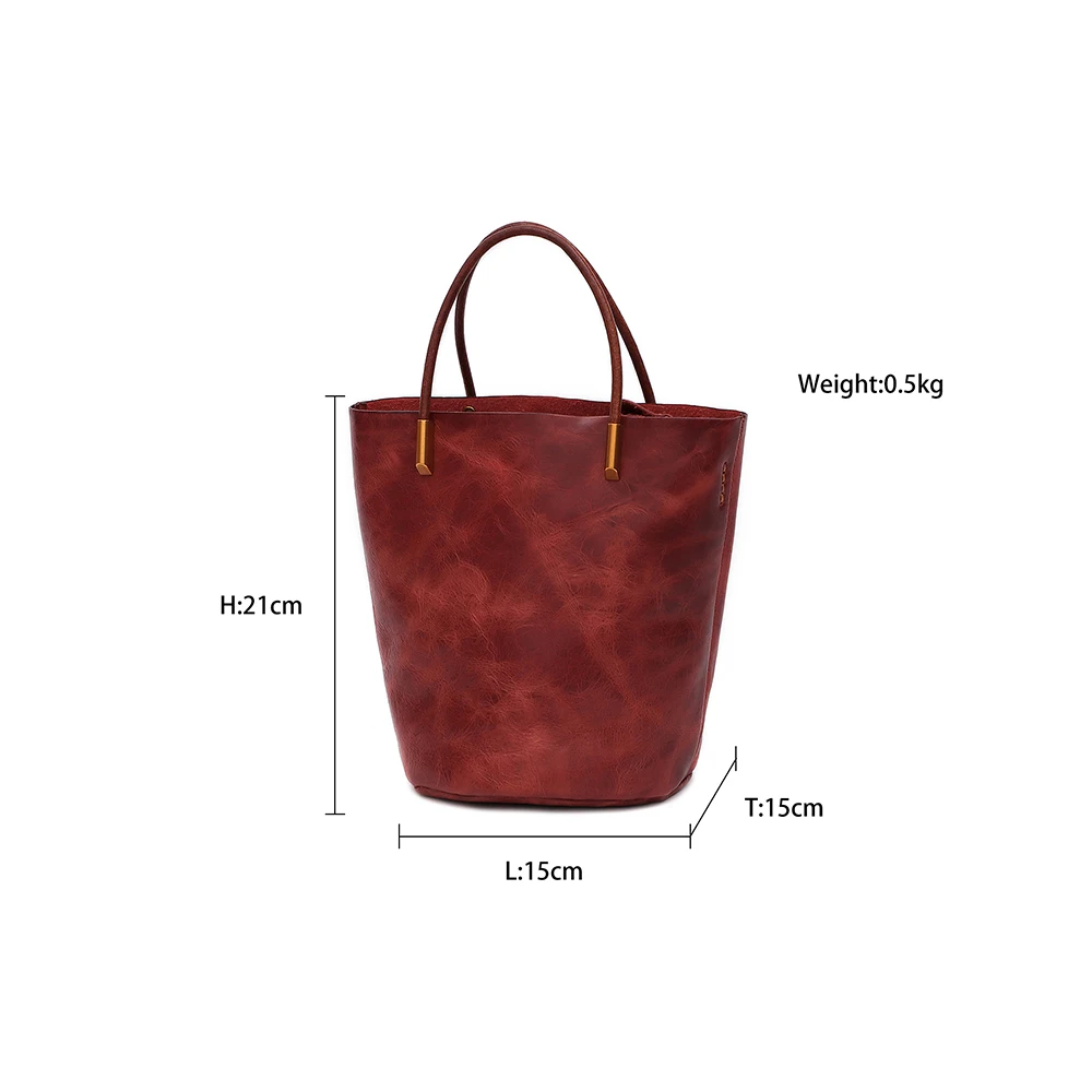 Custom Logo Retro Large Capacity Leather Shoulder Bucket Bag Women Designer Lady Messenger Handbag Single Strap Open Soft