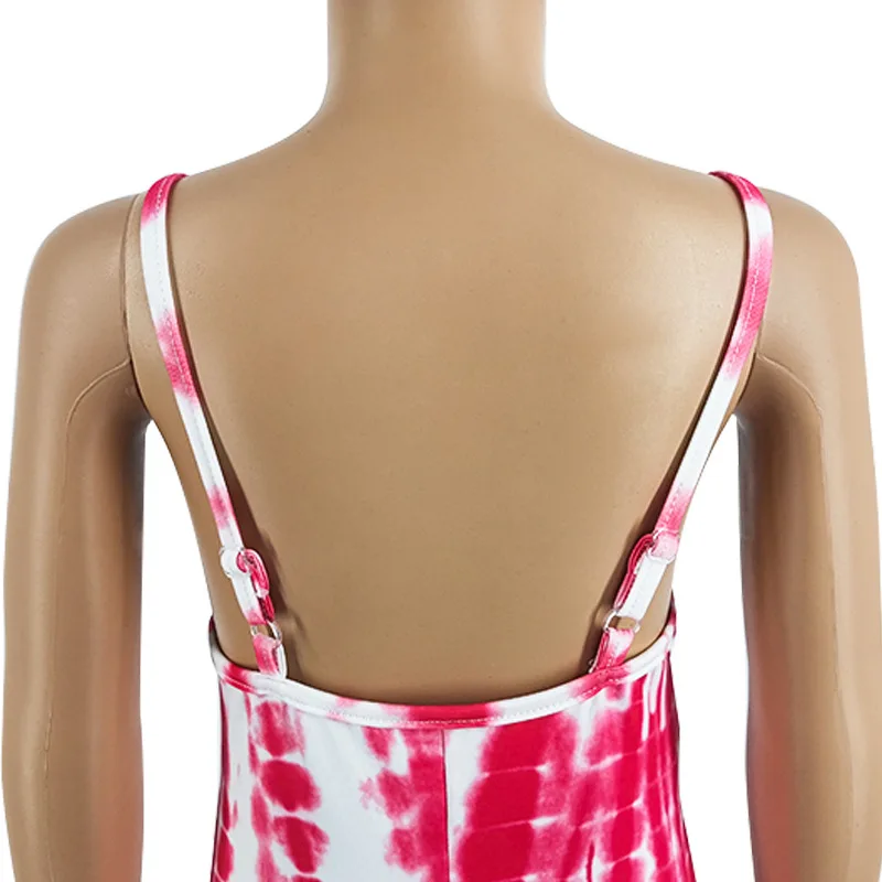 
hot sale summer suspender bodysuits fashion print breathable family matching outfits parent-child one piece jumpsuit 