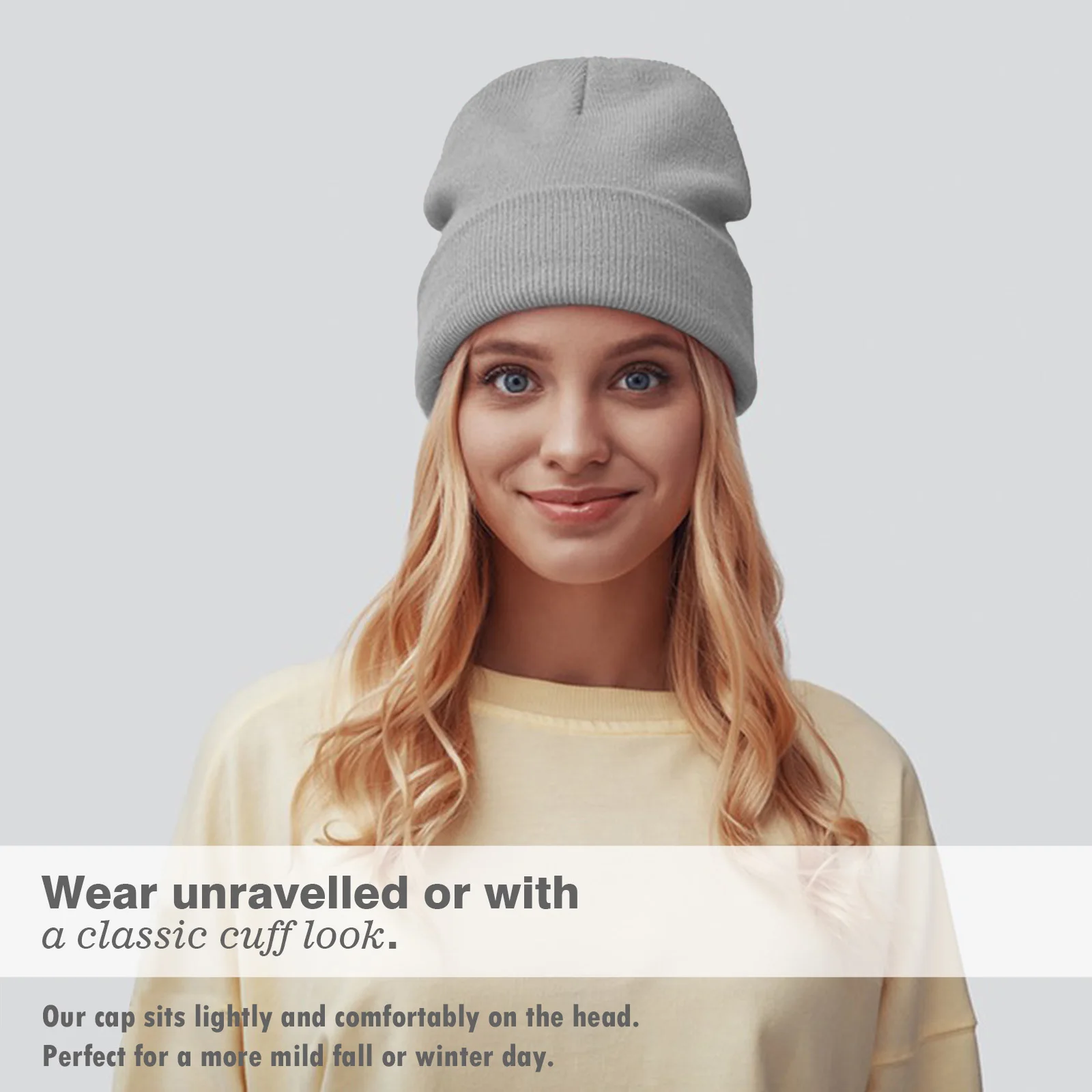 Custom 1pcs Skin Friendly 100% Cotton Rib Knit Cuffed Roll up Edge Beanie Hats for Men and Women