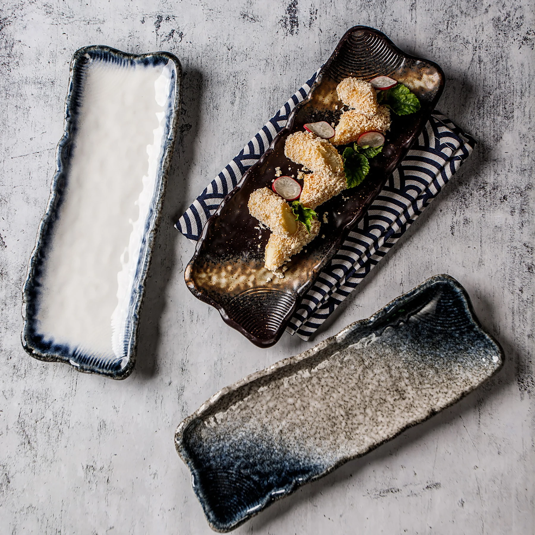 Japanese cuisine ceramic sushi bar tableware&stoneware sushi plate E466-4