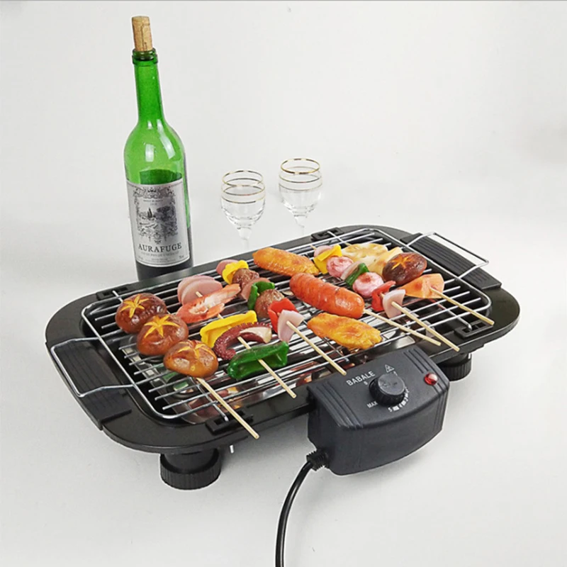 Outdoor Indoor Tabletop Smokeless Electric BBQ Grill With Thermostat And Grill height adjustable For Homeuse