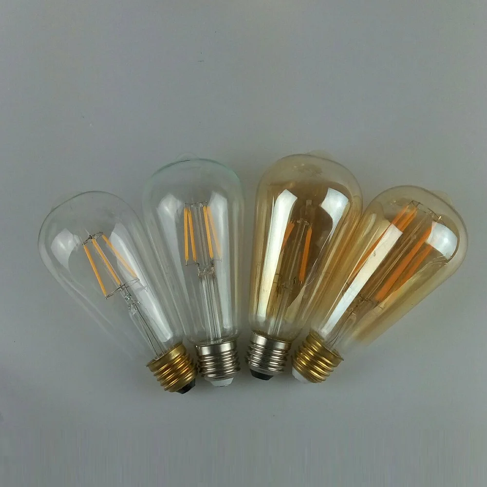 Led Ampul E27 4W 6W 8W Gold/Transparent White Retro Edison Filament LED Bulb Vintage LED Edison Ball Light ST64 Lamps