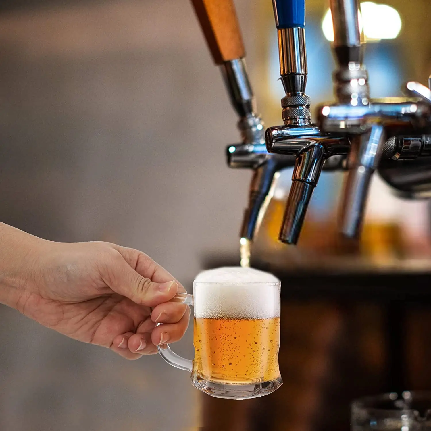 Mini 5 oz Beer Mug Glass Tasting  Beer Glasses for Freezer, Heavy Base Beer Sampler Glass Shots Glasses with Handle