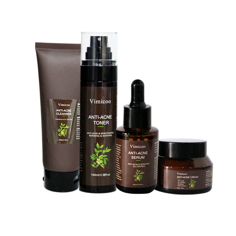 Private Label Organic Facial Soothing Repair Redness Acne Treatment Skincare Set Tea Tree Salicylic Acid Anti-acne Skin Care Set