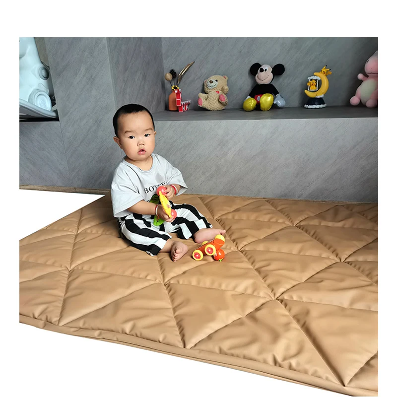Natural Latex OEKO-TEX Certificated Quilted Combination Cushion Baby Play Mat Bedside blanket  2 in 1 Thick Camel Padded