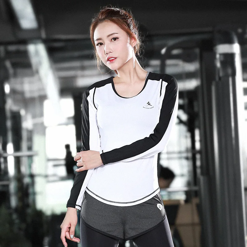 Высококачественная Спортивная футболка с длинным рукавом, новинка, женский эластичный дышащий Быстросохнущий топ для бега и фитнеса