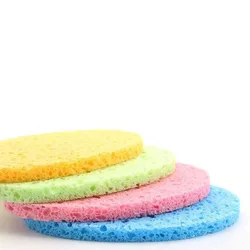 Topeco Compressed Natural Cellulose Facial Wipe Bath Sponge Super Water Absorption Eco Friendly Cellulose Facial Sponge