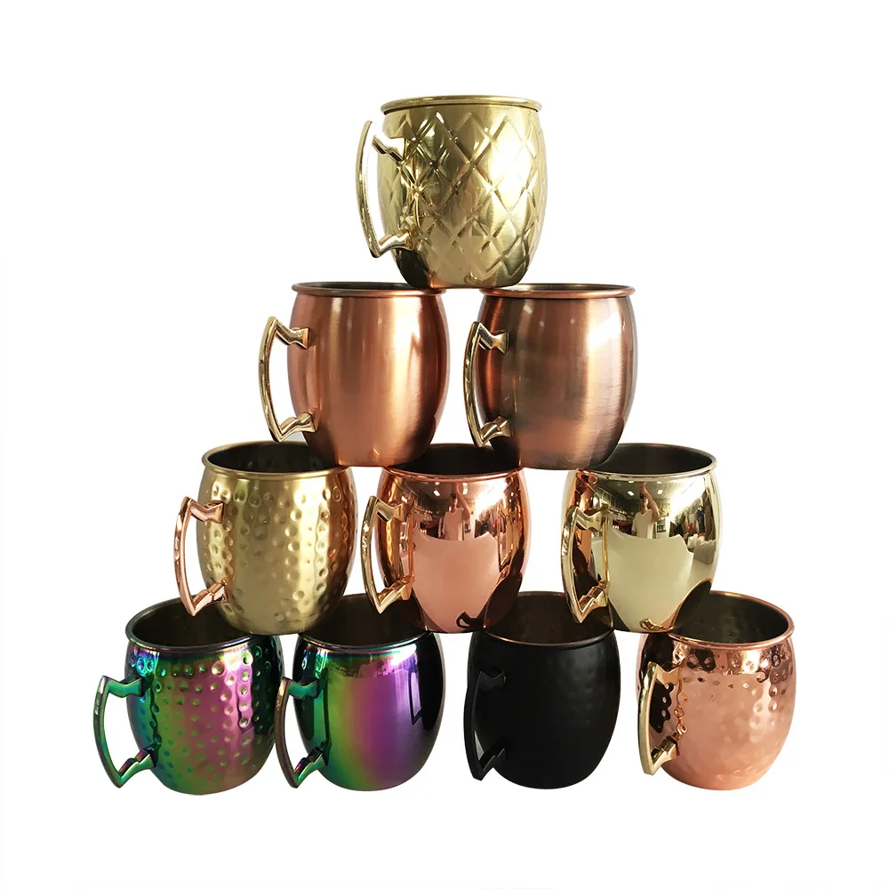 
Amazon hot sale Stainless steel copper plating Moscow Mule,cocktail, whisky, champagne, wine, and other ice drinks 350ml/500ml 