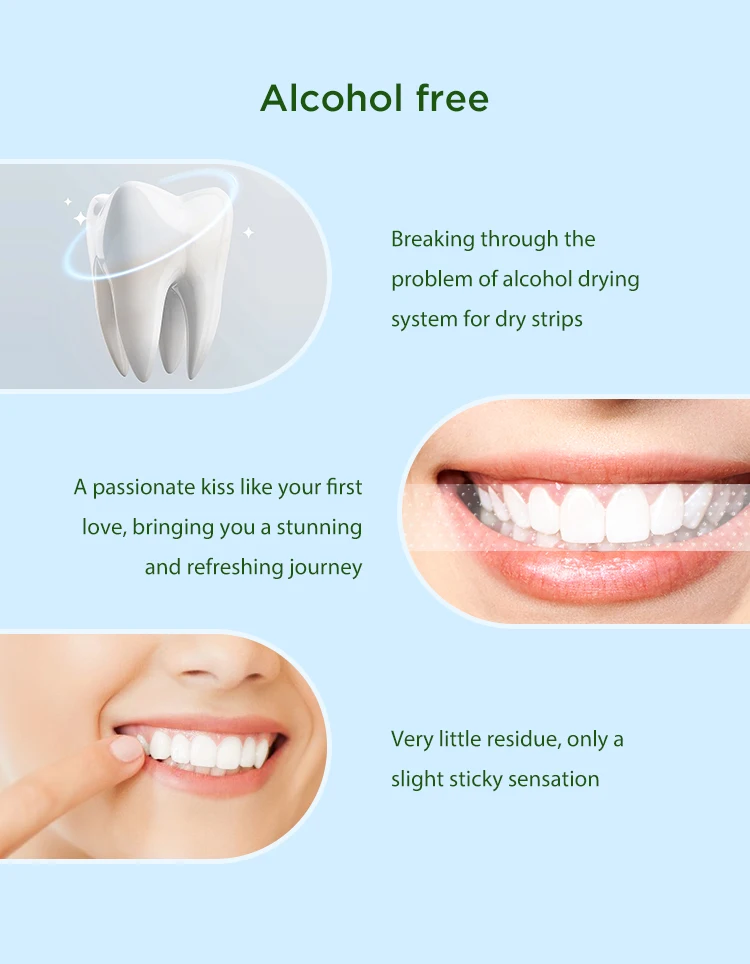 Custom Fruit Flavor Beautiful Smile Mint Teeth Whitening Strips Bleaching Pap No Alcohol Wholesale