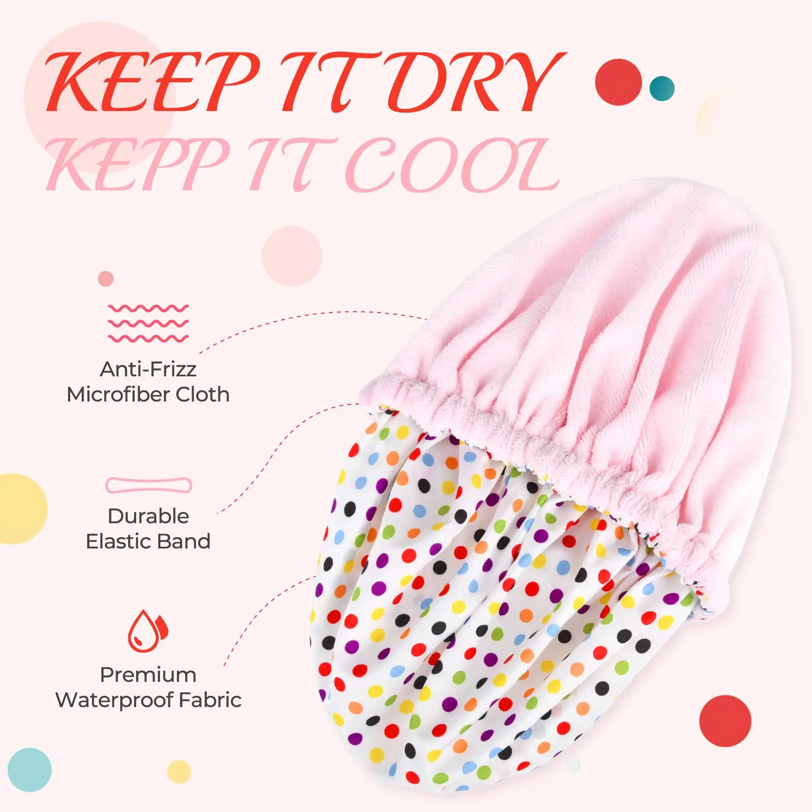 Custom LOGO Three Layer Extra Large Microfiber Terry Cloth Lined Shower Cap Microfiber Lined Shower Caps for Women Waterproof