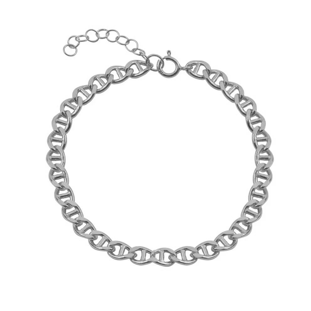925 Silver Women Jewelry 14K Gold Plated Bracelet Anchor Mariner Link Chain Bracelet