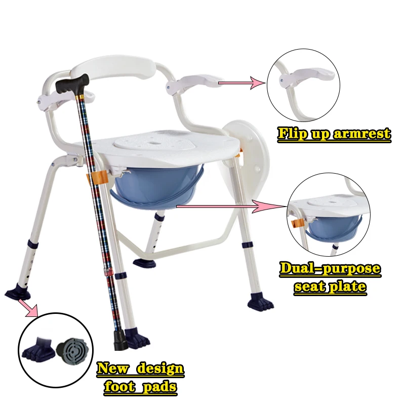 Commodity Aluminum Portable Folding Multi-function Plastic Commode Toilet Chair for Disabled