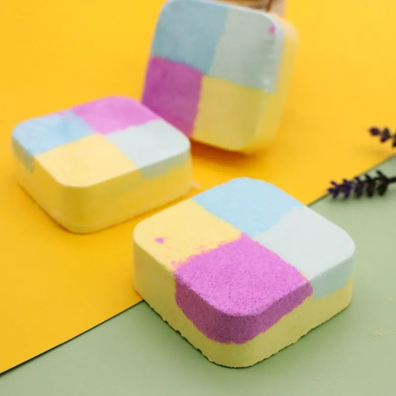 OEM/ODM Private label 120g  Square detoxification  bubble bath bomb supplies natural vegan  bath bombs fizzies bath