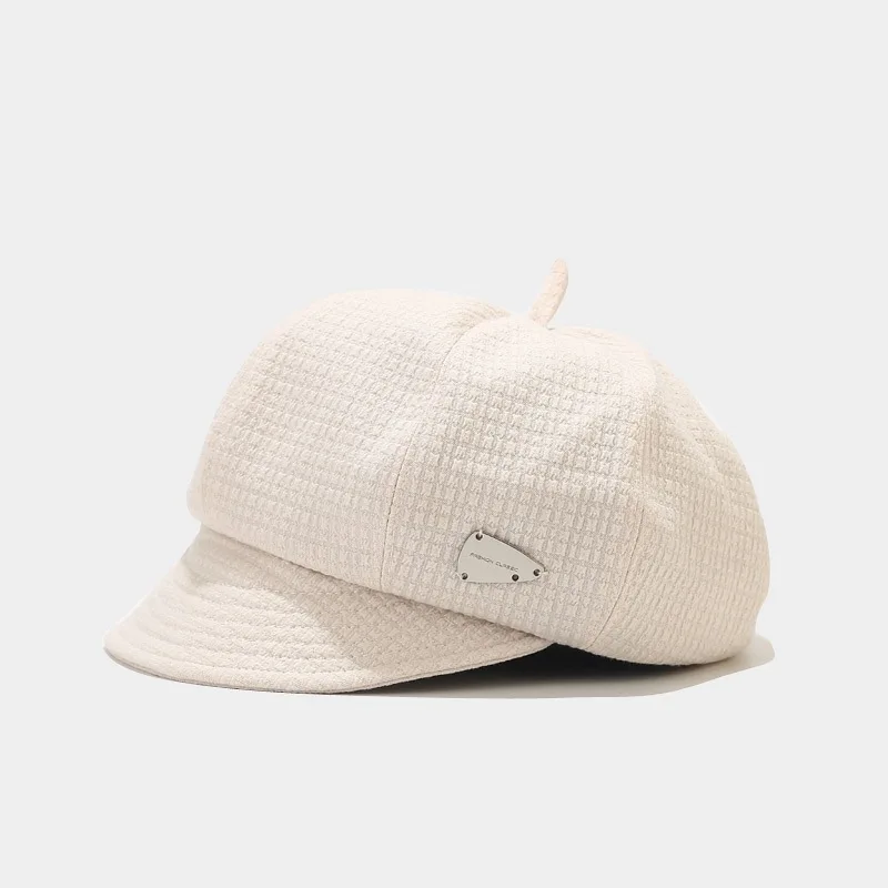 Small along the cap Octagonal hat with short brim British fashion artist hat