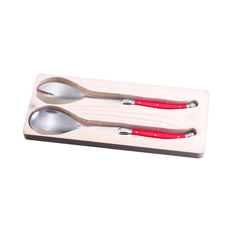 
2021 new design handle food contact safe long handle stainless steel salad spoon set mix spoon with durable stainless steel 
