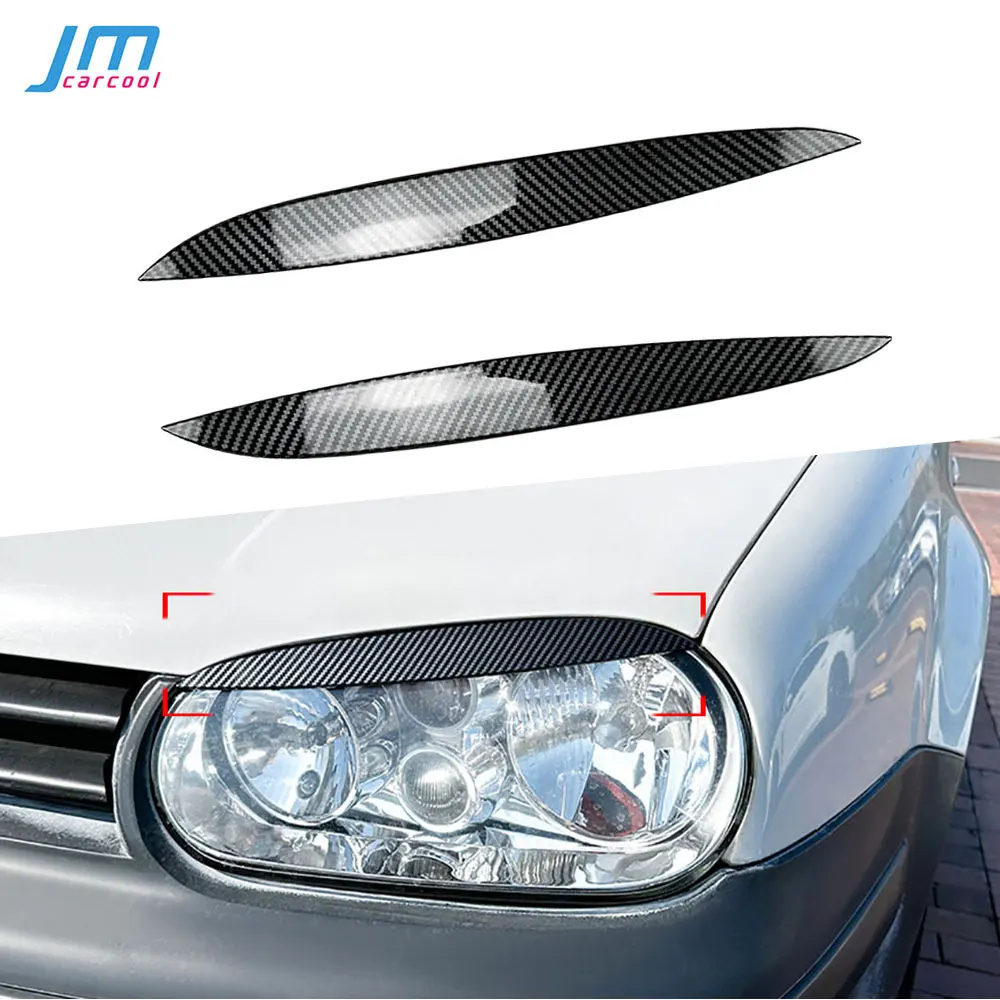 ABS Carbon Look Gloss Black Foglamp Eyebrow Car Styling Two per set Headlight Eyebrows for Volkswagen Golf 4 MK4 1997-2006