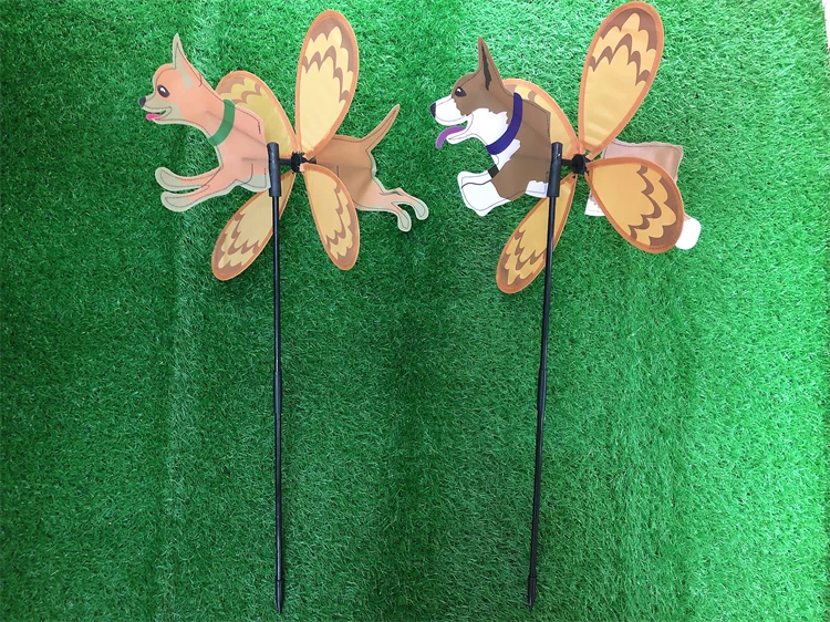 Puppy windmill that makes people love it, children holding toys, scene decoration windmill