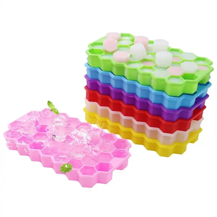 37 Grids Honey Comb Ice Mold Children Ice Cube Trays With Lid Square Cube For Kitchen Bar Accessories