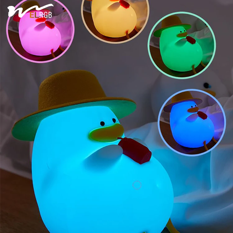 Happy duck intelligent voice voice control night light baby feeding eye protection silicone atmosphere bedside lamp