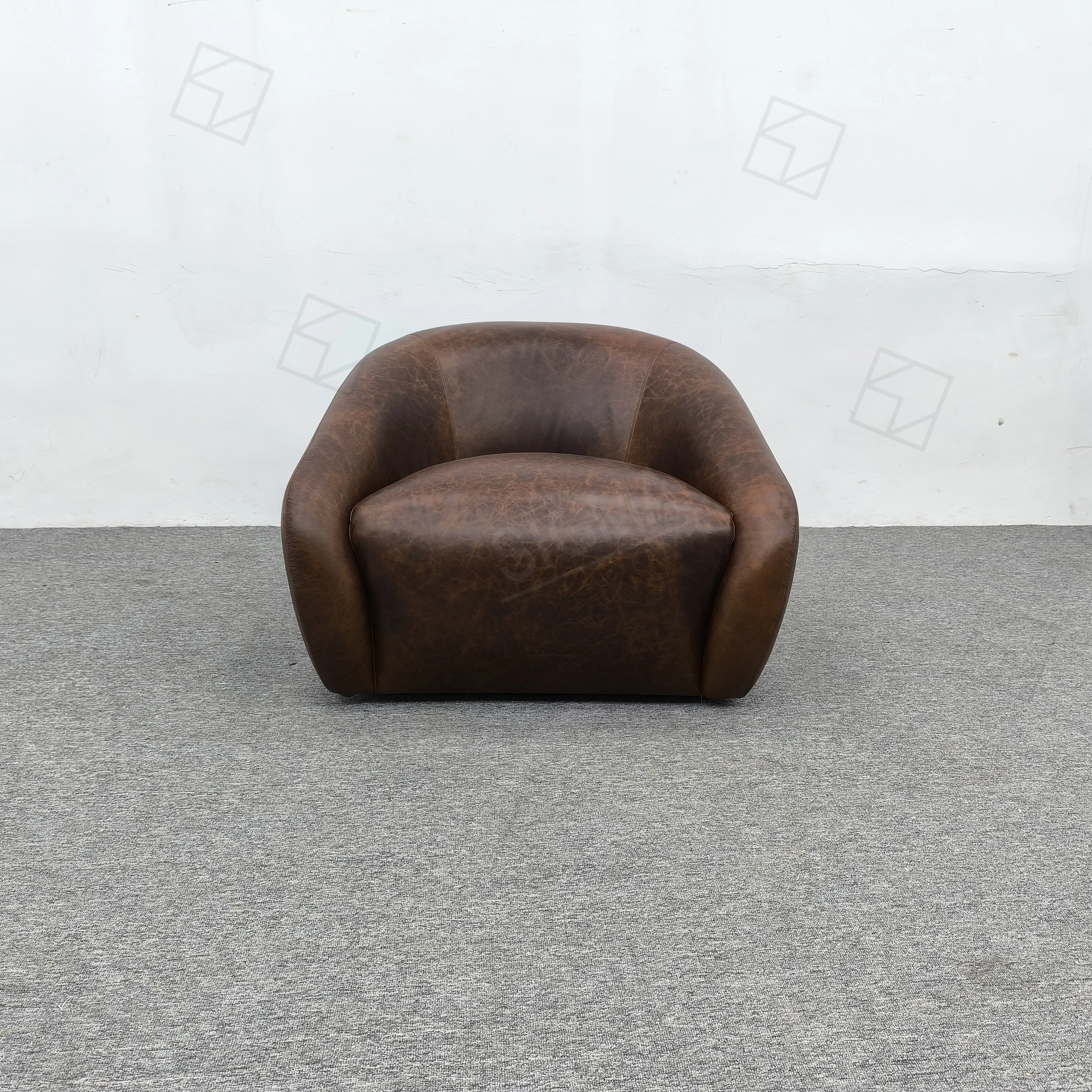 Genuine Leather Modern Classic Designer Wooden Leisure Sofa Leisure Sofa Lounge Chair