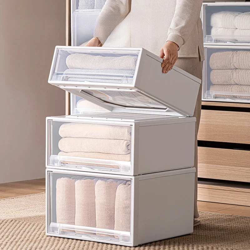 Wardrobe Underwear Storage Box, Thickened and Large-capacity Clothes Locker Transparent Drawer Storage Box, Household Plastic