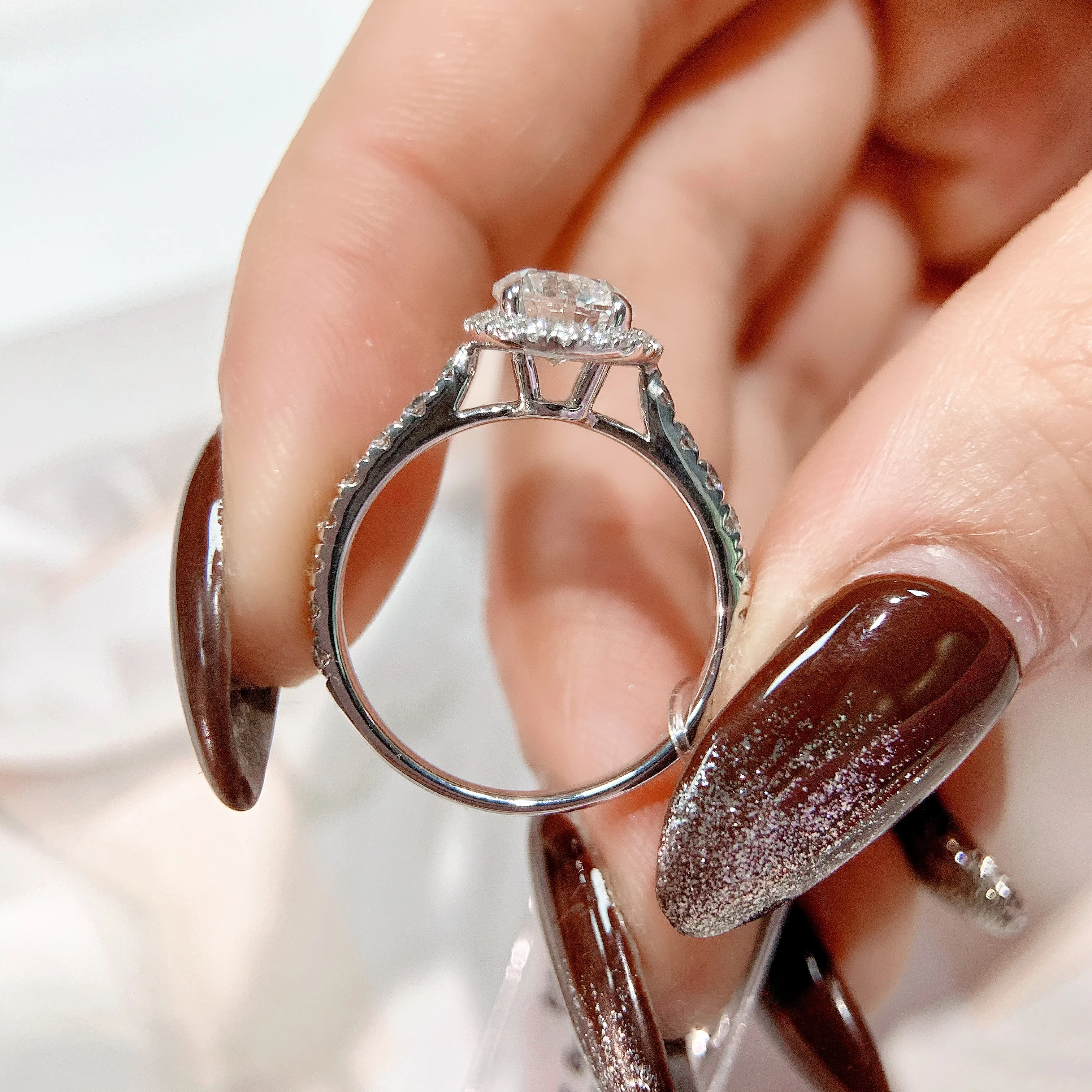 One Carat D Color Natural Diamond Ring High Mount Female Proposal Ring Luxury Style Natural Diamond Jewelry