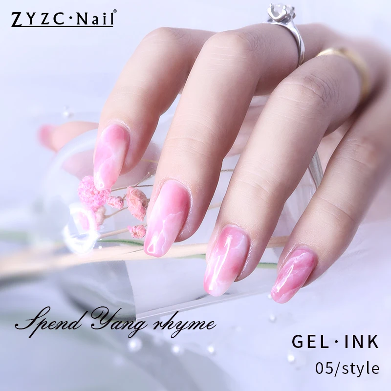 Fast Dry Waterbase Paint Nail Polish Marble Ink Liquid Blossom Gel Nail Blooming for nail art no lamp