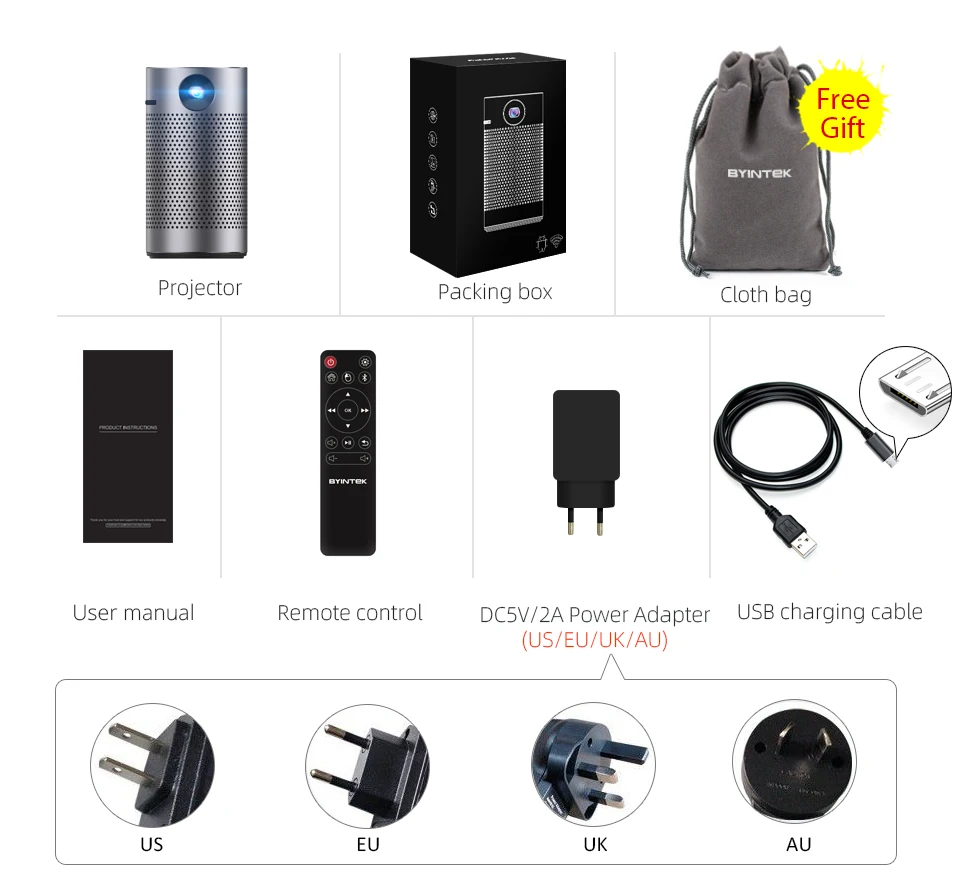 Byintek P7 умный DLP Pico портативный проектор Микро Карманный мобильный маленький Бимер Android WIFI светодиодный ЖК-видео с