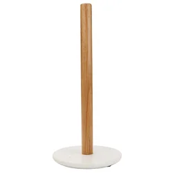 New Design Premium Acacia Wood Toilet Paper Roll Stand Holder Tissue Rack With Marble Bottom
