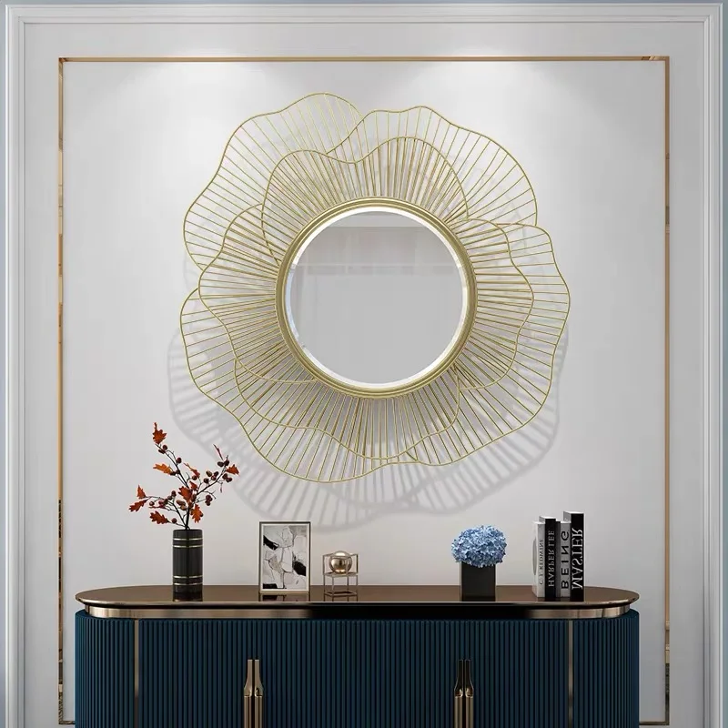 85x75cm big flower Hot Trend Iron Mirror Hanging Decorative Mirror large Wall Mirror Furniture With Eye-catching Design