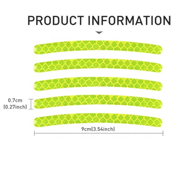 20pcs/set Car Wheel Hub Reflective Sticker Tyre Rim Luminous Stickers Roadway Safety Motorcycle Bicycle Tire Reflective Strip