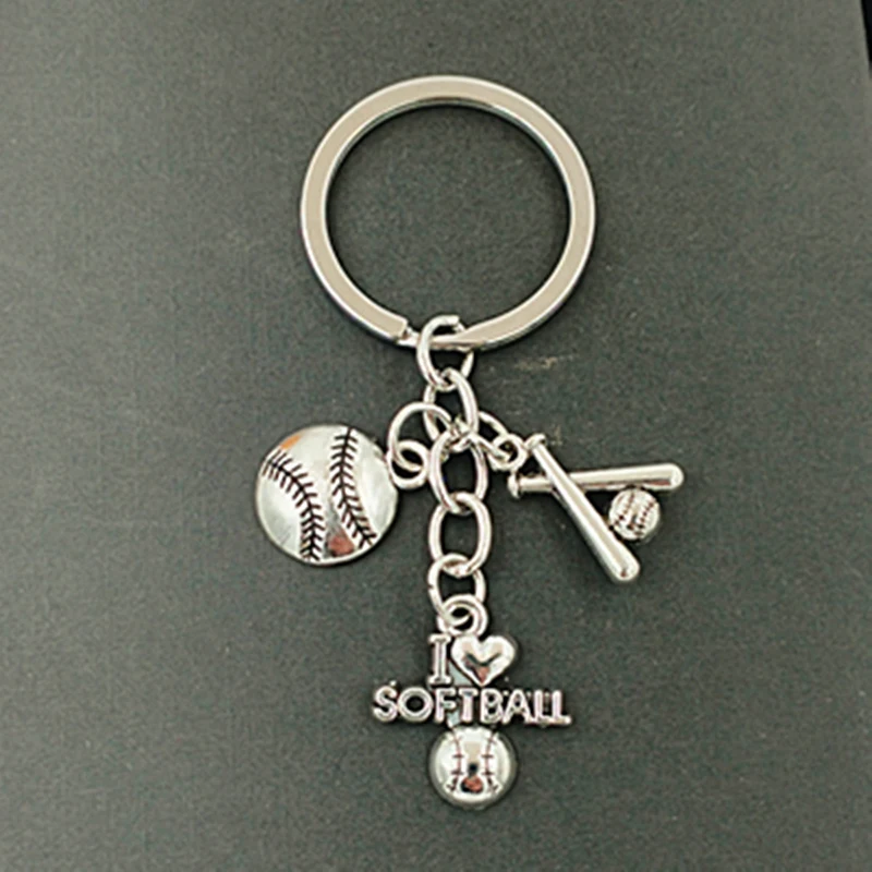 Wholesale I Love Baseball Softball Bat Hat Glove Metal Sports Key Chain Bag Car Key Chain (KA001)