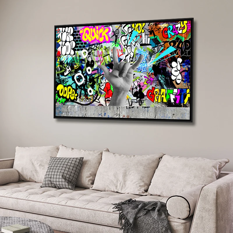 Living Room Decor Graffiti Street Banksy Abstract Artwork Poster Framed Home Decor art Canvas Painting Canvas Oil Painting