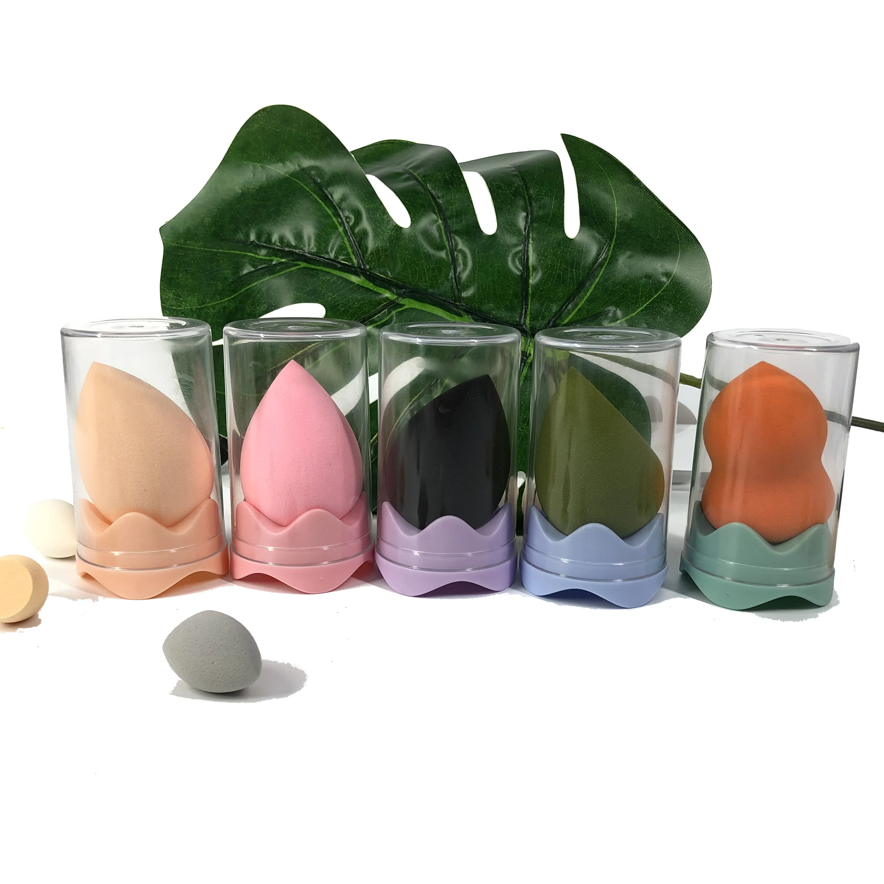 
High Quality Olives Bevel Shape Fancy Beauty Eggs Make Up Sponges For Gift Real Techniques Sponge Non Latex Makeup 