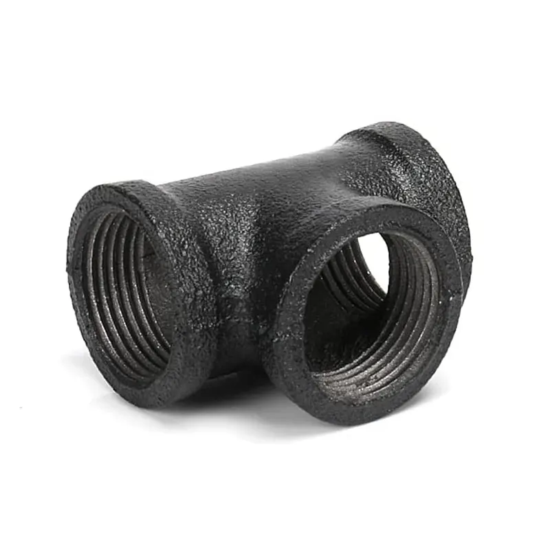 Black Metal Accessories Wall Mounted Rack Malleable Cast Iron Clamp Tee Pipe Fitting