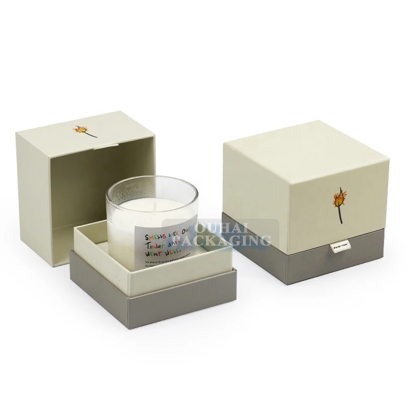 Luxury Candle Jars Package Top Lid and Base Paper Boxes One-Stop Custom Cardboard Packaging with Sponge Insert