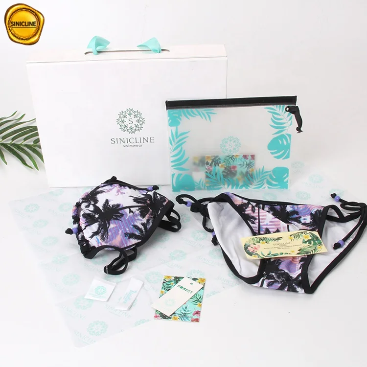 Sinicline new arrivals full set swimwear package bikini plastic bags with oceanic design customized